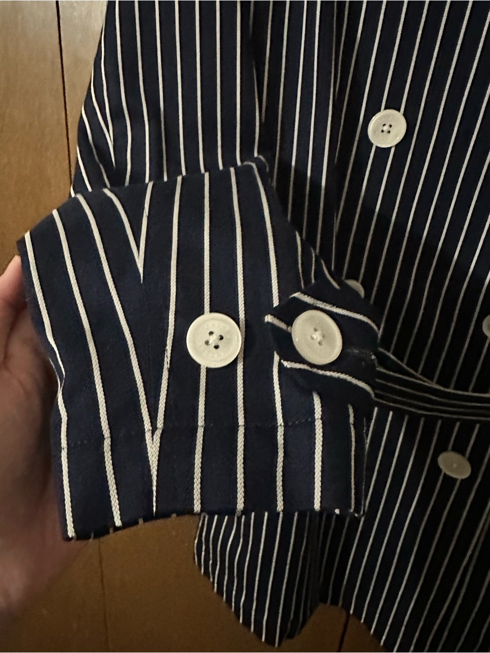 Lauren Ralph Lauren Navy White Stripes 100% Cotton Belted Trench Pea Coat Sz XL - Picture 5 of 14